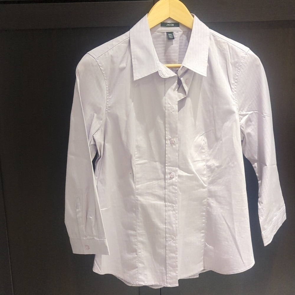 Women's Light Purple Jacob Striped Button Down Shirt 3/4 Sleeve - Good Condition